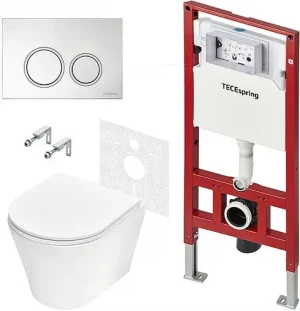 Комплект 6 в 1 TECEspring Base K K401101WCK с кнопкой TECEspring R 9940101 хром глянцевый/хром матовый