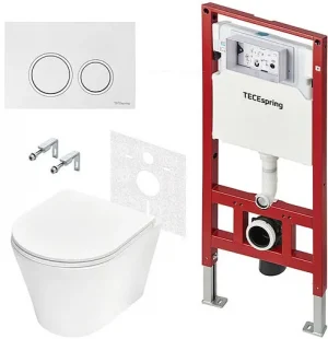 Комплект 6 в 1 TECEspring Base K K401103WCK с кнопкой TECEspring R 9940103 белый глянцевый/хром глянцевый