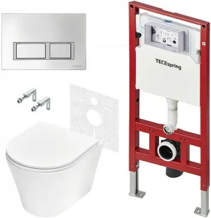 Комплект 6 в 1 TECEspring Base K K401201WCK с кнопкой TECEspring V 9940201 хром глянцевый/хром матовый