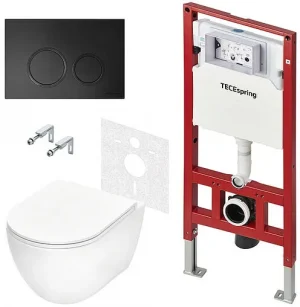 Комплект 6 в 1 TECEspring Base R K401104WCRP с кнопкой TECEspring R 9940104 черный матовый