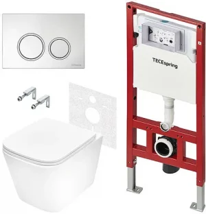 Комплект 6 в 1 TECEspring Base S K401101WCS с кнопкой TECEspring R 9940101 хром глянцевый/хром матовый