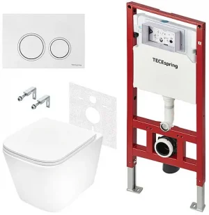 Комплект 6 в 1 TECEspring Base S K401103WCS с кнопкой TECEspring R 9940103 белый глянцевый/хром глянцевый