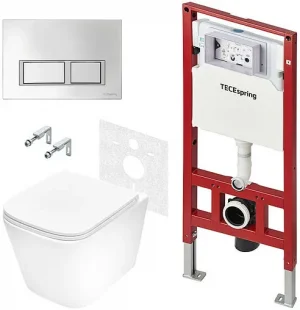 Комплект 6 в 1 TECEspring Base S K401201WCS с кнопкой TECEspring V 9940201 хром глянцевый/хром матовый