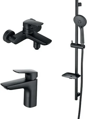 Комплект для ванны 3 в 1 Aquatek Вега чёрный матовый AQ1030MB