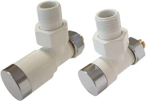Комплект вентилей регулирующих угловых 16x2.0 x ½"н Schlosser Elegant белый/хром 604200005