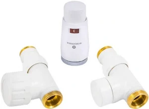 Комплект вентилей терморегулирующих прямых М22x1.5 x ½"н Schlosser Elegant Mini белый 603400043