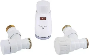 Комплект вентилей терморегулирующих угловых М22x1.5 x ½"н Schlosser Elegant Mini белый 603400041