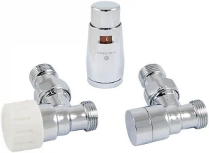 Комплект вентилей терморегулирующих угловых М22x1.5 x ½"н Schlosser Elegant Mini хром 603400047