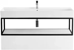 Консоль двухъярусная с умывальником подвесная Cezares Cadro 100 чёрный/белый CADRO-100/46/30-1C-SO-MET-ST+CADRO-100-MENS-BIANCO+CADRO-100-1C-SO-BG-BLUM