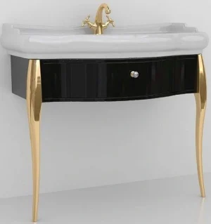 Консоль с умывальником напольная Kerasan Retro 100 чёрный/золото 7363K4+