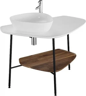 Консоль с умывальником напольная VitrA Plural белый/массив дерева 62571+