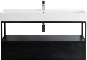 Консоль с умывальником подвесная Cezares Cadro 120 чёрный CADRO-120/46/30-1C-SO-MET-ST+CADRO-120-MENS-NERO+CADRO-120-1C-SO-NR-BLUM
