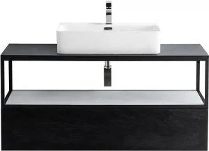 Консоль с умывальником подвесная Cezares Cadro 120 чёрный CADRO-120/46/30-1C-SO-MET-ST+
