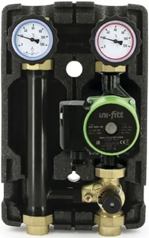 Насосный модуль с 3-х ходовым смесительным клапаном и сервоприводом 1"в х 1"в Uni-Fitt 492E2500 с насосом Uni-Fitt ECP 25/60 180
