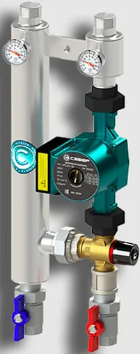 Насосный модуль с термостатическим смесительным клапаном 1"в х 1"н Север R-TS 25/6(Aisi) 1955101 с насосом Север-UPS 25-6