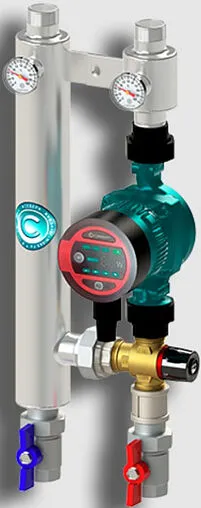 Насосный модуль с термостатическим смесительным клапаном 1"в х 1"н Север R-TS Smart 25/4(Aisi) 1955102 с насосом Север-SMART 25-4