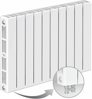 Радиатор биметаллический 10 секций нижнее левое подключение Rifar Supremo Ventil 500 белый RSVL50010