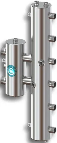 Распределительный коллектор 3 контура с гидрострелкой 1¼"н x 1"н Север-R-V3(Aisi) 1955010