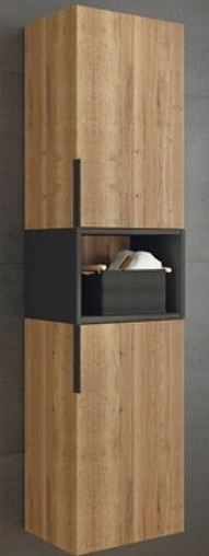 Шкаф-пенал подвесной Comforty Штутгарт 40 дуб тёмно-коричневый/чёрный 00004151544CF