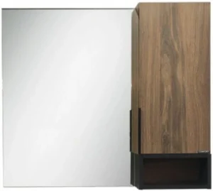 Шкаф-зеркало Comforty Штутгарт 90 R дуб тёмно-коричневый/чёрный 00004151038CF