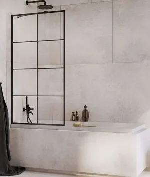 Шторка на ванну 1000мм прозрачное стекло Radaway Idea Black PNJ 100 Factory 10001100-54-55