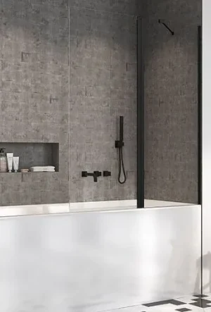 Шторка на ванну 1200мм прозрачное стекло Radaway NES Black PND II 120 R 10009120-54-01R