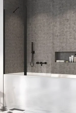 Шторка на ванну 1300мм прозрачное стекло Radaway NES Black PND II 130 L 10009130-54-01L