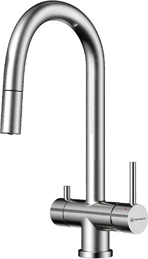 Смеситель для кухни с подключением к фильтру и выдвижным изливом Omoikiri Akita-S-BN нержавеющая сталь 4994302