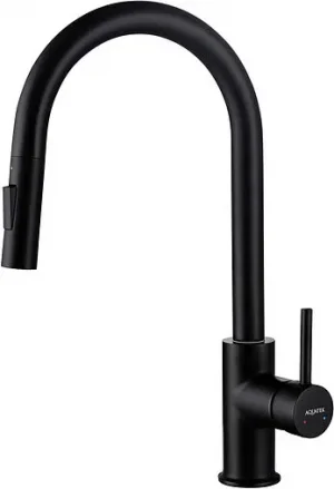 Смеситель для кухни с выдвижным изливом Aquatek Европа чёрный матовый AQ1384MB