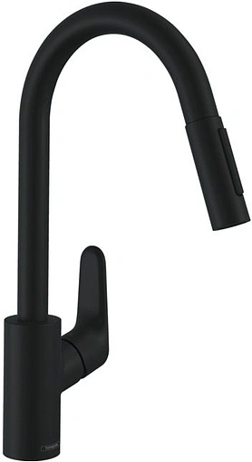 Смеситель для кухни с выдвижным изливом Hansgrohe Focus M41 240 2jet чёрный матовый 31815670