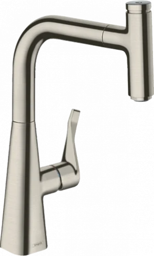 Смеситель для кухни с выдвижным изливом Hansgrohe Metris Select M71 240 1jet под сталь 14857800