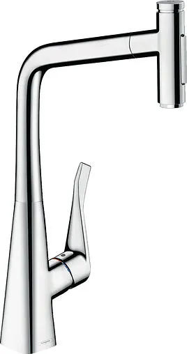 Смеситель для кухни с выдвижным изливом Hansgrohe Metris Select M71 320 2jet sBox хром 73816000