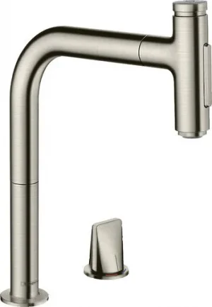 Смеситель для кухни с выдвижным изливом Hansgrohe Metris Select M71 под сталь 73819800