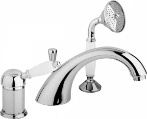Смеситель на борт ванны на 3 отверстия Cezares Elite хром/белый ELITE-BVDM-01-Bi