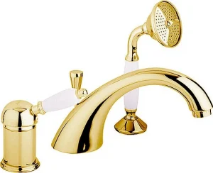 Смеситель на борт ванны на 3 отверстия Cezares Elite золото/белый ELITE-BVDM-03/24-Bi