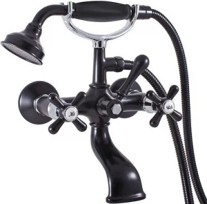 Смеситель для ванны Rav Slezak Morava retro чёрный матовый/хром MK159.5/2CMATC