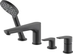 Смеситель на борт ванны на 4 отверстия Aquatek Бетта чёрный матовый AQ1148MB