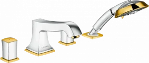 Смеситель на борт ванны на 4 отверстия Hansgrohe Metropol Classic хром/золото 31315090