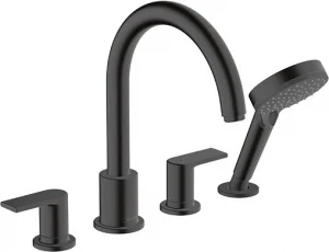 Смеситель на борт ванны на 4 отверстия Hansgrohe Vernis Shape чёрный матовый 71459670