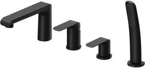 Смеситель на борт ванны на 4 отверстия Ravak Flat чёрный матовый X070176