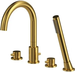 Смеситель на борт ванны на 4 отверстия WHITECROSS Y brushed gold золото брашированное Y1232GLB