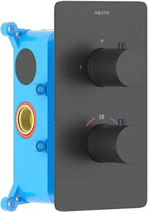 Термостат для 2 потребителей Aquatek Европа чёрный матовый AQ1392MB