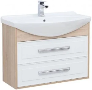 Тумба-умывальник Aquanet Остин 85 белый/дуб сонома 00201724+00175448
