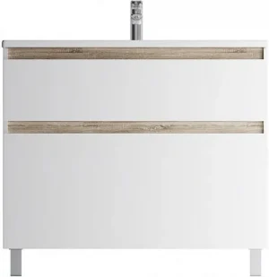 Тумба-умывальник напольная Am.Pm X-Joy 100 белый/светлое дерево M85AFSX1002WG+M85AWCC1002WG