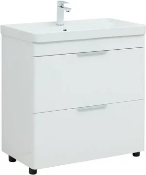 Тумба-умывальник напольная Aquanet Ирис new 80 белый глянец 00310154+