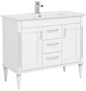 Тумба-умывальник напольная Aquanet Селена 105 белый/серебро 00201649+00186680