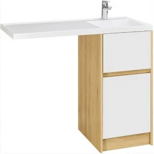 Тумба-умывальник напольная над стиральной машиной Aquaton Лондри 105 R дуб сантана/белый 1A2670K2LH0C0+