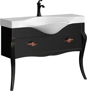 Тумба-умывальник напольная Clarberg Borgia T11/BLK 115 чёрный с патиной BOR0111BLK+Brw.11.04.D