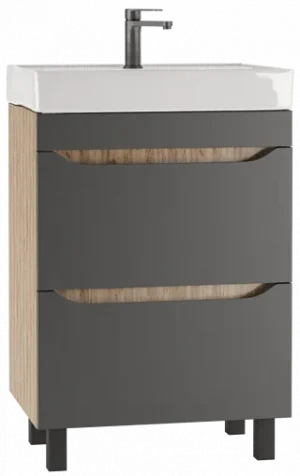 Тумба-умывальник напольная Домино Bruno 60 графит/дуб вотан DBr2901T+4607152361674