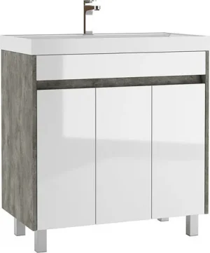 Тумба-умывальник напольная Домино Karlo 80 белый/бетон DK5311T+4627173210188